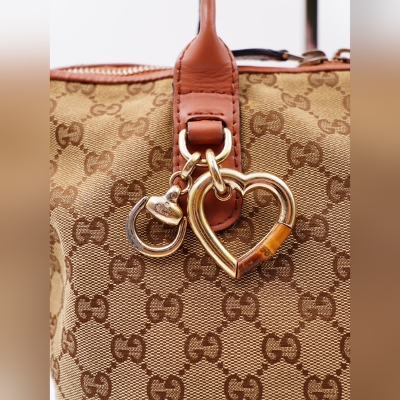 AW05❤️ GUCCI Monogram Heart Bit Charm Top Handle Tote - Picture 2 of 16
